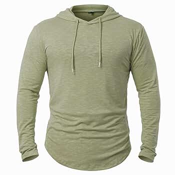 【Anyone more】Riser Hoodie Button Long Sleeve T-Shirt Anvil 987 - Lightweight Long Sleeve Hooded T-Shirt - Heather